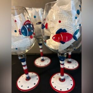 NWOT Fish Wine Glasses